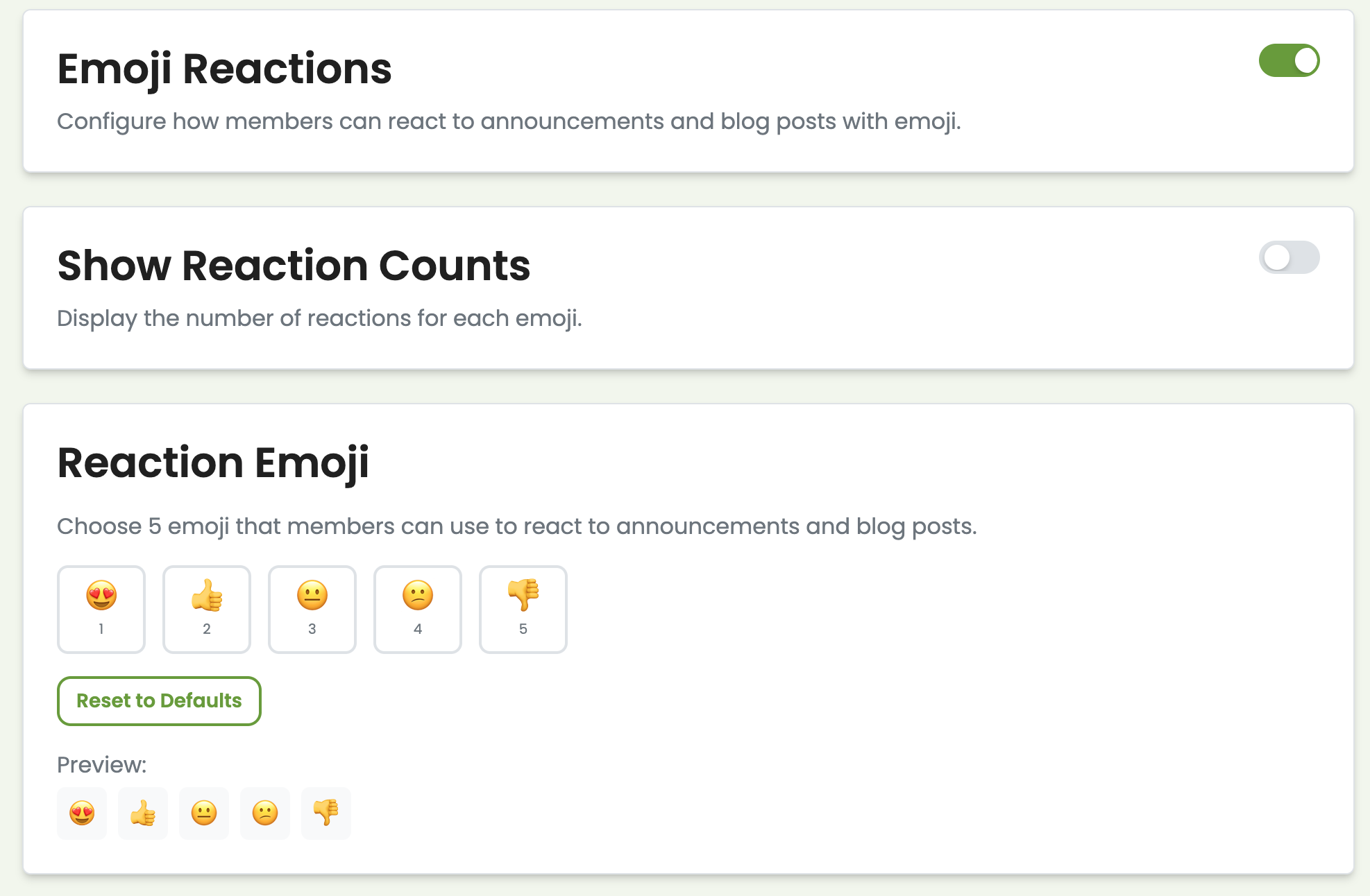 Emoji reactions and comments showing member engagement
