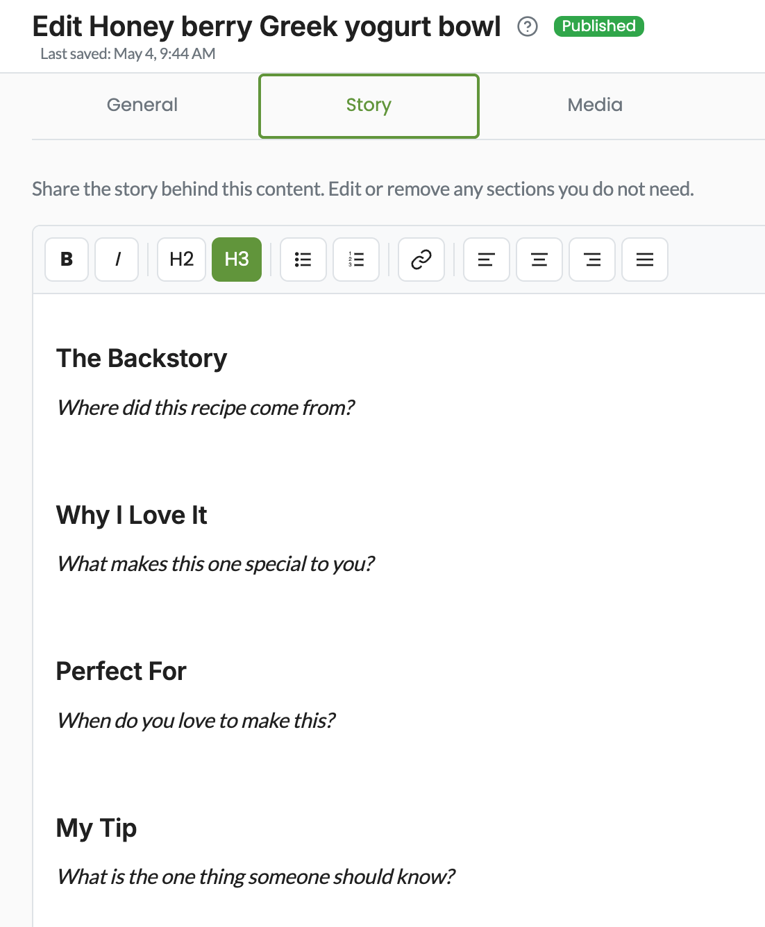 Creator storytelling experience with blog posts, announcements, and personal voice across the app