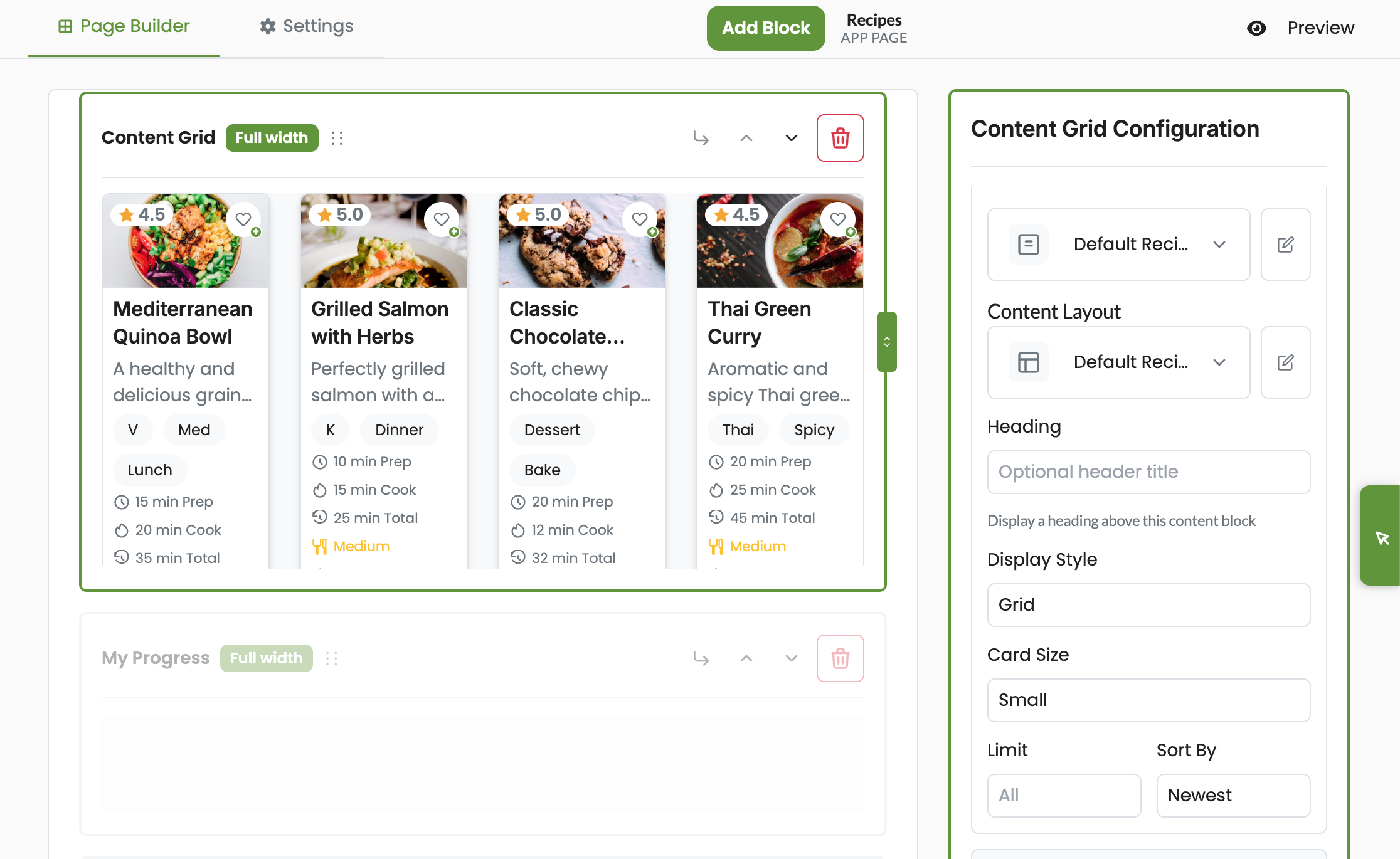 Screenshot of the Member Kitchens page builder used as the demo video poster